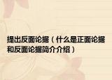 提出反面论据（什么是正面论据和反面论据简介介绍）