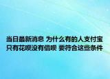 当日最新消息 为什么有的人支付宝只有花呗没有借呗 要符合这些条件