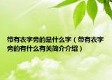 带有衣字旁的是什么字（带有衣字旁的有什么有关简介介绍）
