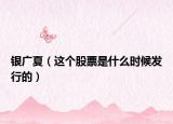银广夏（这个股票是什么时候发行的）