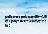 poliestere polyester是什么意思（polyester什么意思简介介绍）