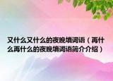 又什么又什么的夜晚填词语（再什么再什么的夜晚填词语简介介绍）