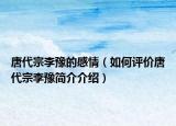唐代宗李豫的感情（如何评价唐代宗李豫简介介绍）