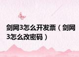 剑网3怎么开发票（剑网3怎么改密码）