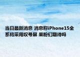 当日最新消息 消息称iPhone15全系将采用叹号屏 果粉们期待吗