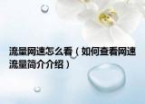 流量网速怎么看（如何查看网速流量简介介绍）