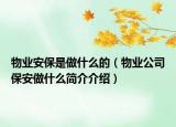 物业安保是做什么的（物业公司保安做什么简介介绍）
