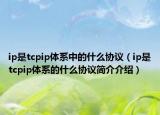 ip是tcpip体系中的什么协议（ip是tcpip体系的什么协议简介介绍）
