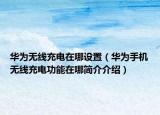 华为无线充电在哪设置（华为手机无线充电功能在哪简介介绍）