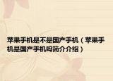 苹果手机是不是国产手机（苹果手机是国产手机吗简介介绍）