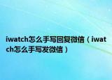 iwatch怎么手写回复微信（iwatch怎么手写发微信）