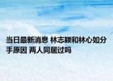 当日最新消息 林志颖和林心如分手原因 两人同居过吗