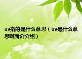 uv指的是什么意思（uv是什么意思啊简介介绍）