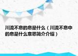 川流不息的息是什么（川流不息中的息是什么意思简介介绍）