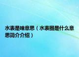 水表是啥意思（水表圈是什么意思简介介绍）