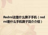Redmi这是什么牌子手机（redmi是什么手机牌子简介介绍）