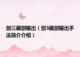 剑三藏剑输出（剑3藏剑输出手法简介介绍）