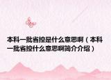 本科一批省控是什么意思啊（本科一批省控什么意思啊简介介绍）