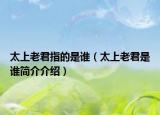 太上老君指的是谁（太上老君是谁简介介绍）
