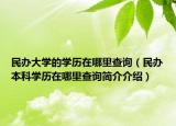 民办大学的学历在哪里查询（民办本科学历在哪里查询简介介绍）