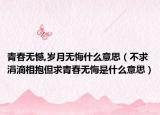 青春无憾,岁月无悔什么意思（不求涓滴相抱但求青春无悔是什么意思）