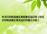 针式打印机连接正常但是无法打印（针式打印机连接正常无法打印简介介绍）