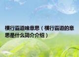 横行霸道啥意思（横行霸道的意思是什么简介介绍）
