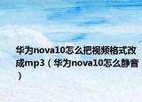 华为nova10怎么把视频格式改成mp3（华为nova10怎么静音）