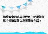 韶华倾负的意思是什么（韶华倾负这个词语是什么意思简介介绍）