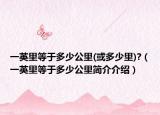 一英里等于多少公里(或多少里)?（一英里等于多少公里简介介绍）