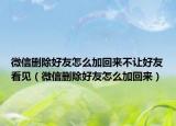 微信删除好友怎么加回来不让好友看见（微信删除好友怎么加回来）