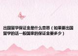 出国留学保证金是什么意思（如果要出国留学的话一般国家的保证金要多少）