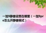 一加9静音设置在哪里（一加9pro怎么开静音模式）