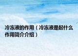 冷冻液的作用（冷冻液是起什么作用简介介绍）