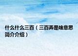 什么什么三百（三百弄是啥意思简介介绍）