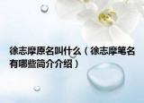 徐志摩原名叫什么（徐志摩笔名有哪些简介介绍）