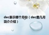 dec表示哪个月份（dec是几月简介介绍）