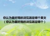 你认为最好用的浏览器是哪个英文（你认为最好用的浏览器是哪个）
