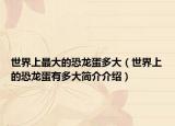 世界上最大的恐龙蛋多大（世界上的恐龙蛋有多大简介介绍）