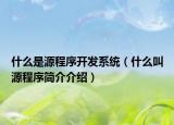 什么是源程序开发系统（什么叫源程序简介介绍）