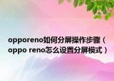 opporeno如何分屏操作步骤（oppo reno怎么设置分屏模式）