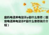 座机电话来电显示p是什么意思（固定电话来电显示P是什么意思简介介绍）