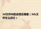 3d文件中的设置在哪里（3dz文件怎么运行）