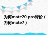 为何mate20 pro降价（为何mate7）