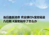 当日最新消息 农业银行k宝密码是几位数 K宝密码忘了怎么办