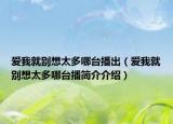 爱我就别想太多哪台播出（爱我就别想太多哪台播简介介绍）
