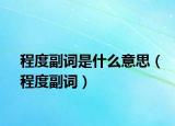 程度副词是什么意思（程度副词）
