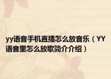 yy语音手机直播怎么放音乐（YY语音里怎么放歌简介介绍）