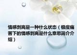 情感剥离是一种什么状态（极度痛苦下的情感剥离是什么意思简介介绍）