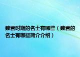 魏晋时期的名士有哪些（魏晋的名士有哪些简介介绍）